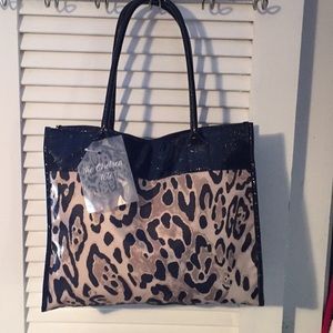 Large leopard print tote bag